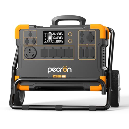Image of PECRON Solar Generator with Trolley, 1920Wh LiFePO4 Battery, 2000W AC /100W USB-C Output Portable Power Station, Fast Charging Power Station with 30AMP RV Outlet for Camping, Home
