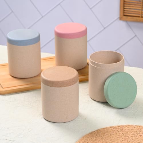 Image of Eha Earth Friendly Canister Set of 4 Made with Rice Husk| Kitchen Jar 400ml | Storage and Containers | Air tight containers for kitchen storage | Multilight