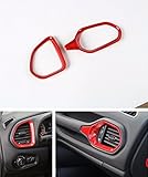 FMtoppeak Red 2 PCS ABS Interior Kits Dashboard Air Condition Vent Trim Ring Outlet Cover for 2014-2018 Jeep Renegade