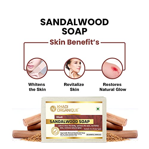Image of Khadi Organique Handmade Sandalwood Soap With Essential Oil Pack Of 3