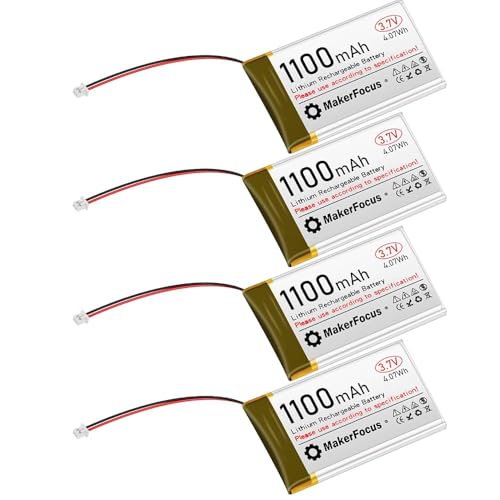 Seamuing Lot de 4 Batteries Rechargeables LiPo 3,7V 1100mAh 1S 1C avec Carte de Protection, Prise Micro JST 1.25 Compatible avec Arduino, Carte de Développement ESP32