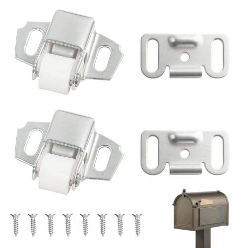 Nouiseuns Mailbox Latch Replacement Kit Cabinet Door Catch Roller Latch with Screws Spring Loaded Mailbox Door Replacement Latch for Cabinet Closures RV Kitchen Use