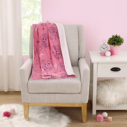Image of Disney Princess Pink and Purple Tiaras Super Soft Sherpa Baby Blanket