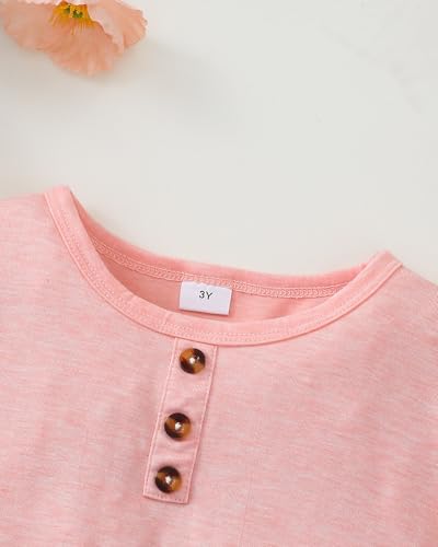 Toddler Girl Clothes Summer Short Sleeve Dress Shirt Little Boho Casual Ruffle Dressess Pink Swing Sundress 3T 4T Girl Clothes Outfits4