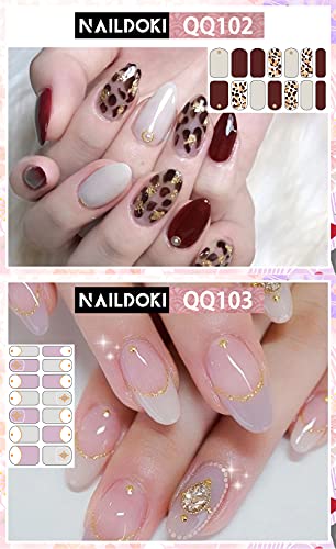 Naildoki Nail Stickers 12 Sheets X 14 Pieces Full Wraps Nail Polish Strips, Self-Adhesive Gel Nail Art Decals For Women Girls #TOP6