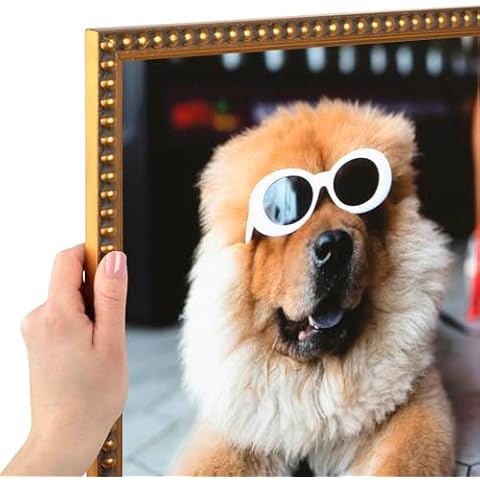 ArtToFrames 24x24 Inch Gold Picture Frame, This 0.80 Inch Custom Wood Poster Frame is Gold Leaf with Bead Compo - Comes with Economy Acrylic and Corrugated Backing (WOMD6864-24x24) Cover