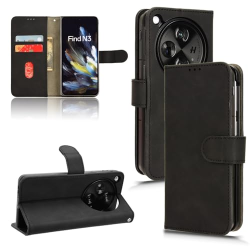 Protection Oppo Find N3 antichoc étui à rabat cuir noir robuste