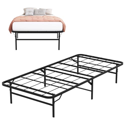 BLKMTY Foldable Bed Frame Twin Size Metal Platform Beds