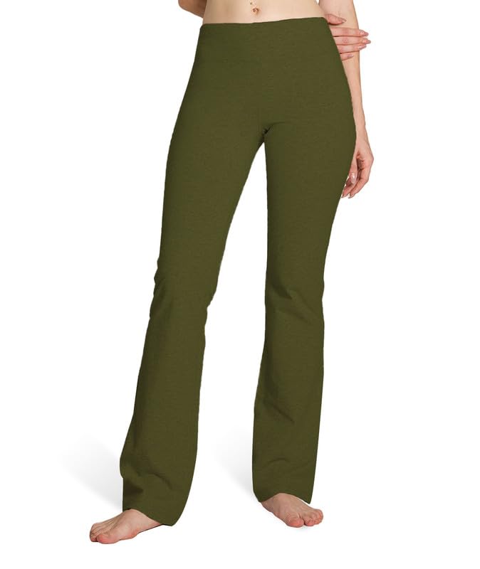 Houmous S-XXXL 29''31''33''35'' Inseam Women's Cotton Bootcut Pants Inner Pocket