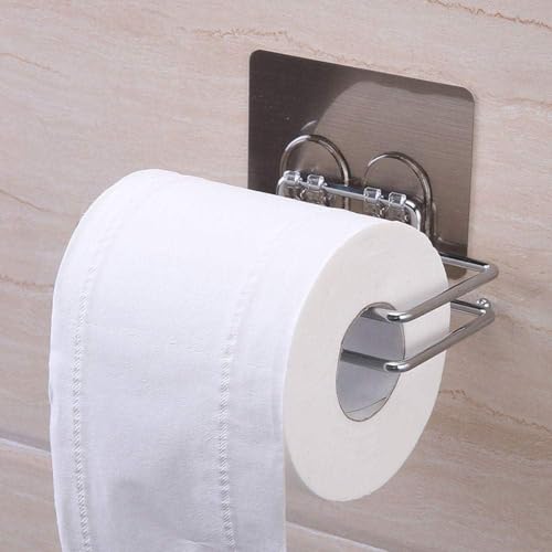 Image of HoMedics Self Adhesive No Drill Self Adhesive Toilet Paper Holder /Tissue Paper Roll Holder /Bathroom Rack for Kitchen /Towel Holder (4, Silver)