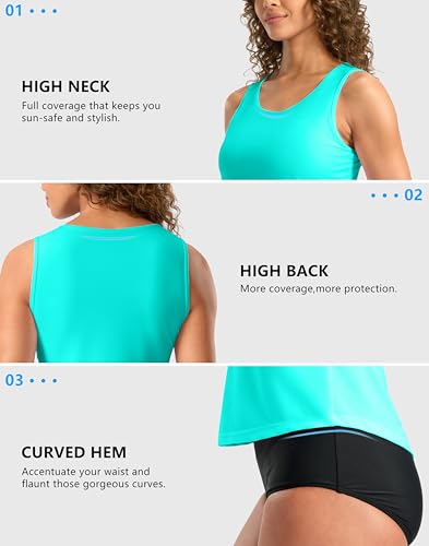 Image of G Gradual Tankini Tops for Women High Neck Swimsuits Swim Top Modest Bathing Suit Swimwear Tank Top only No Bottom