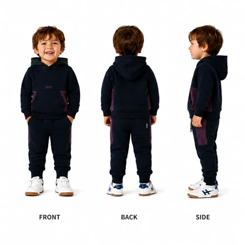 Image of Volcom Infant Toddler Baby Boys Joggers Set - 2 Piece Fleece Pullover Hoodie and Jogger Pants Activewear Set (Sizes: 12M-7)