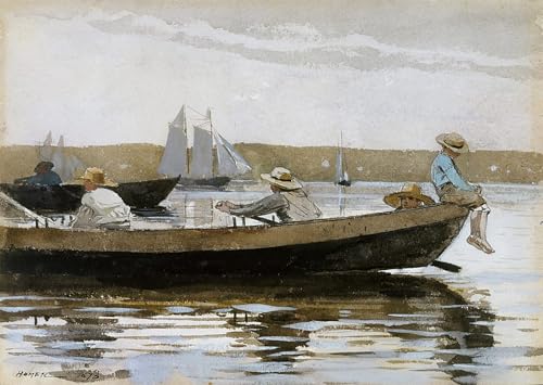 YIMACBJXX Célèbre Art Mural Toile Tableaux Déco Muraux Garçons dans un Dory par Winslow Homer Abstait Peinture Pour la Décoration de Bureau 60x90cm