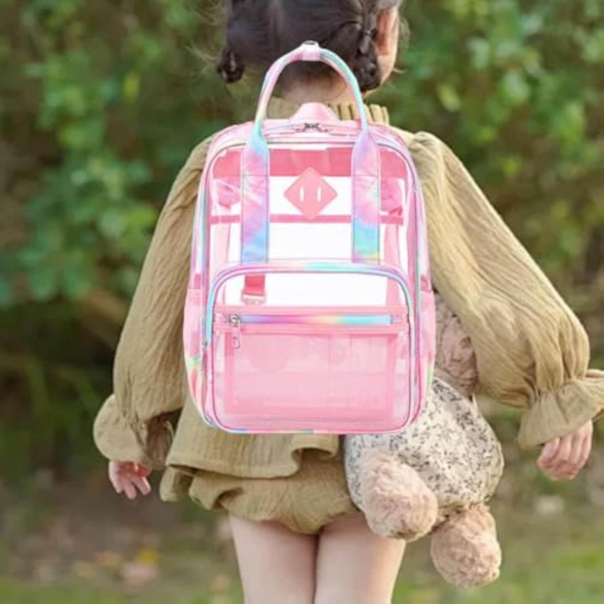 Transparent PVC Clear Laptop Backpack for Teens, Colorful