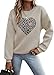 YUTILA Damen Sweatshirt mit Print – Rundhals Pullover mit Herzmotiv Und Briefdruck– 70% Baumwolle Bequem & Stylisch, Verschiedene Muster
