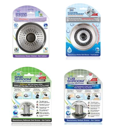 The Shroom Ultimate Drain Protection Bundle - Complete Protection for All Home Drains - TubShroom, SinkShroom, ShowerShroom, Kitchen SinkShroom