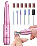 Subay Electric Nail Drill, Portable Electric Nail File for Acrylic Gel Nails, Manicure Pedicure Tool with 6 Bits and 26 Sanding Bands for Home and Salon Use - Pink
