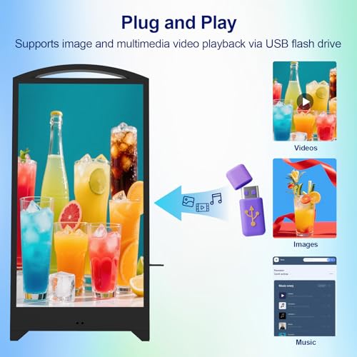 Image of 43inch Indoor Digital Signage, 1800nits High Brightness LCD Screen Advertising Display, CMS /USB /WiFi /Port Player, Smart Split Screen, 24 /7 Timer, Movable Digital Signage Kiosk with Android 11OS