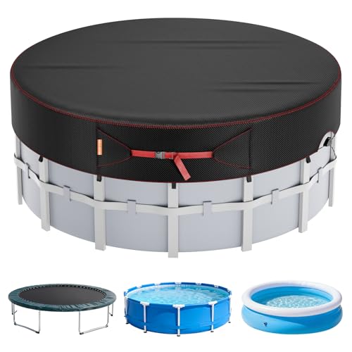Bâche de piscine ronde de 244 cm pour piscines hors-sol avec cliquet de serrage, protection UV 420D, coupe-vent et indéchirable