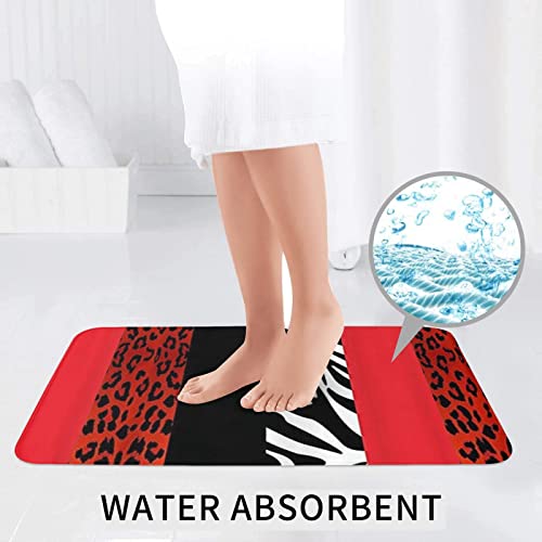 DEPILA Badezimmer 3-teiliges Badezimmerteppich-Set Roter Leopard und Zebra-Tierdruck 3-teiliges Badezimmerteppich-Set Badematte + Kontur + Toilettendeckelbezug Badezimmer-Antirutsch-Pad Sets – Bild 7