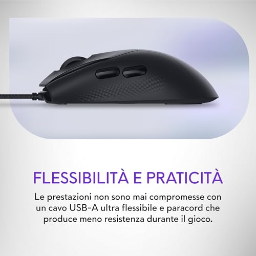 Alienware AW320M Wired Gaming Mouse, 6 Buttons, Independent L/R Keys, Programmable Buttons, Improved Grip with 3D Sculpted Thumb Grips, Light Ultra-Flexible Braided Cable, AlienFx RGB Lighting - Black - Mouse gaming - Immagine 4