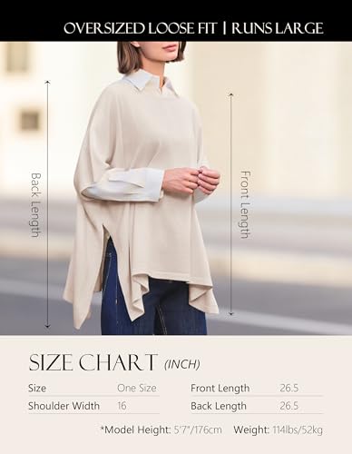 Image of PULI Women's Pullover Poncho Sweater Oversized Knit Layering Top Travel | Sleeveless and Layers Over Any Shirt At Home or Work