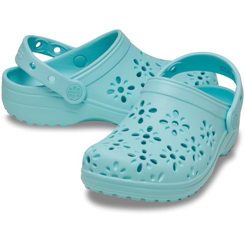 Image of Crocs Unisex-Child Classic Clogs with Floral Cut Out Design, Kids and Toddler Shoes