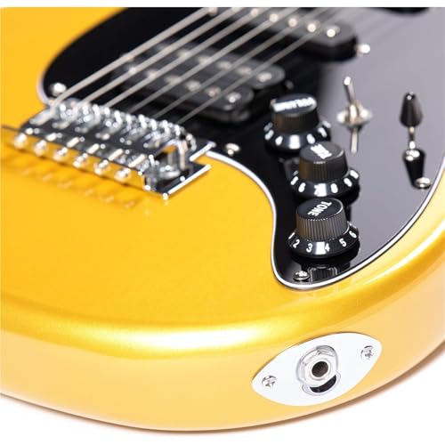 Guitare électrique jaune à pont moderne réglable et configuration de micros SSH