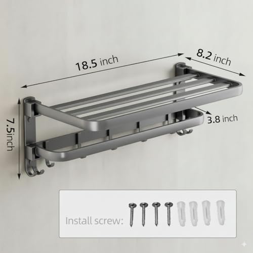 Image of URBANMONK Aluminum Foldable Towel Rack for Bathroom | Towel Holder in Bathroom | Bathroom Clothes Holder | Bathroom Clothes Hanger Towel Stand in Bathroom (Classic Towel Stand)