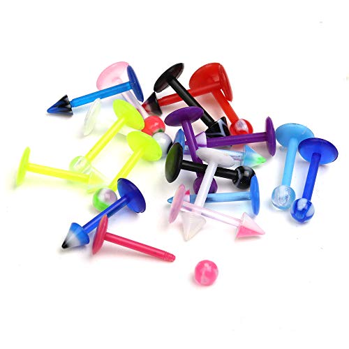 Crazypiercing Wholesale 80 Flexible Lip Tongue Eyebrow Bar Rings Barbell Piercing Body Jewelry Multicolor #TOP3