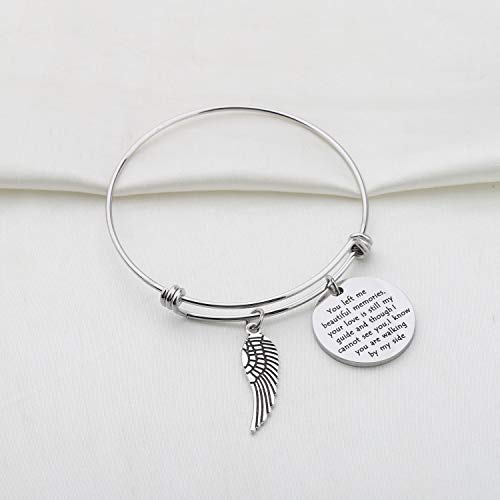 Kuiyai Memory Bracelet With Guardian Angel Loss Jewelry Remember Loved One You Left Me Beautiful Memories Bangles (Memory Bracelet S) #TOP2