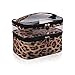 imerelez Double-layer Cosmetic Bag Makeup Bag Travel Makeup Bag Makeup Bags for Women Cosmetics Cases Portable Waterproof Foldable (Leopard)