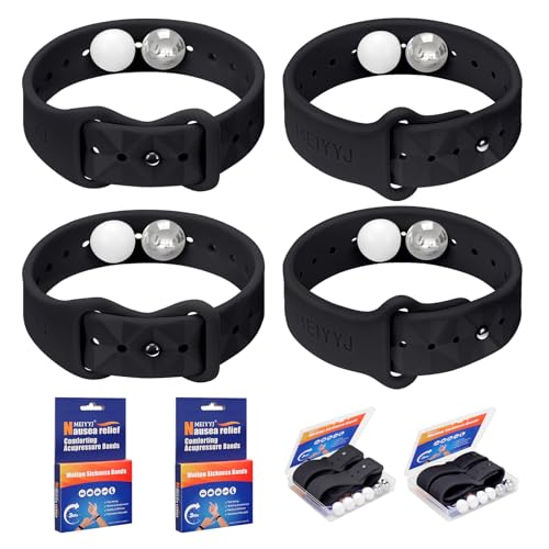 Image of Motion Sickness Bracelets for Adults & Kids Sea Sickness Wristbands for Travel Anti Nausea Bands for Motion & Morning Sickness Relief for Pregnant Women-Ideal for Car Air Cruise Travel (2 Pairs Black)
