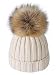 Arctic Paw Girls Chunky Knit Beanie with Yarn Pompom, Cream Speckled