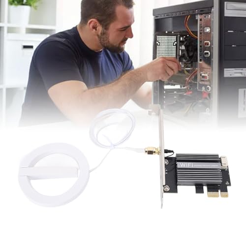 Tarjeta WiFi 6E PCIe Bewinner AX5400 4174Mbps Tri Band con Bluetooth 5.2 para PC de Escritorio, 6GHz/5GHz/2.4GHz, Adaptador de Red Inalámbrico con Cable de Extensión de Antena miniatura 2