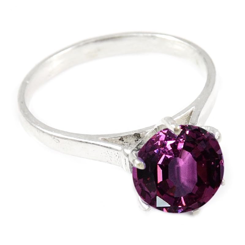 JEWELSTREZORO TSR359AA - Anillo de plata de ley con piedras preciosas para hombre y mujer, todos los tamaños, hecho a mano, I, Metal Piedra preciosa., Rodolita cultivada en laboratorio