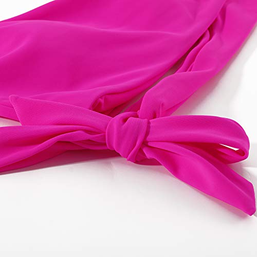 Mooslover Women One Shoulder High Waisted Bikini Tie High Cut Two Piece Swimsuits(M,Rose Red) #TOP5