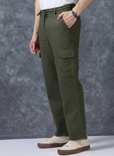 Image of Men's Multi Color Cargo Casual Trousers | Men's Regular Fit Straight Pants | Comfortable Stylish Cargo for Men | Soft Fabric for Everyday Wear, Travel & Office | Linen Cotton Bottom Wear