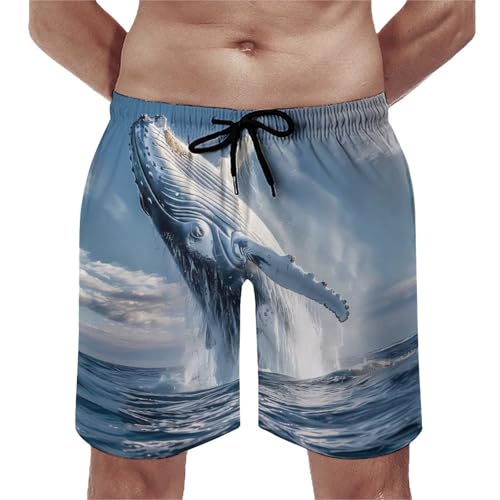 Humpback Sea Whale Ocean Animal Men's Swim Trunks Quick Dry Beach Shorts Board Shorts Bathing Suits with Pockets