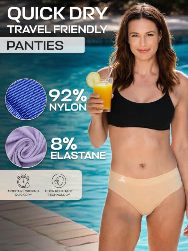 Image of Balanced Tech Moisture Wicking Underwear for Women, Seamless Workout Hipster Brief Bikini Panties