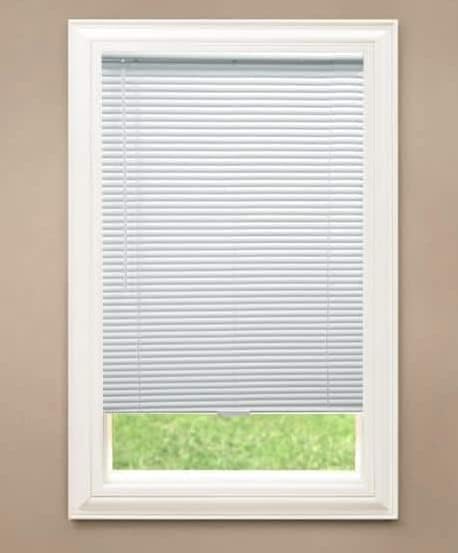 Mini persiana opaca de vinilo sin cordón de 1 pulgada para ventana o puerta, 26 pulgadas de ancho x 72 pulgadas de largo, color blanco