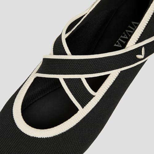 VIVAIA Nia Women’s Mary Jane Flats Shoe with Cross-Strap Style Almond Toe Comfortable Ballet Flats for Casual Daily Wear3
