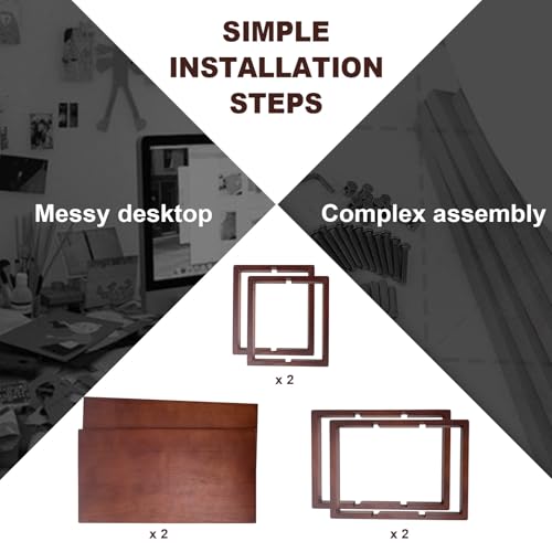 Image of Desk Shelf, 100% Solid Wood Adjustable Desktop Bookshelf, No Tools or Nails Required Retro Tabletop Bookshelf, 130lb Load Capacity for Living Room, Office, for Books, Cookbooks, Walnut Colour