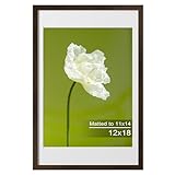 eletecpro 12x18 Walnut Wood Picture Frame Matted to 11x14 with Acrylic Cover and Wooden Frame for Wall Mounting Rustic Decoration