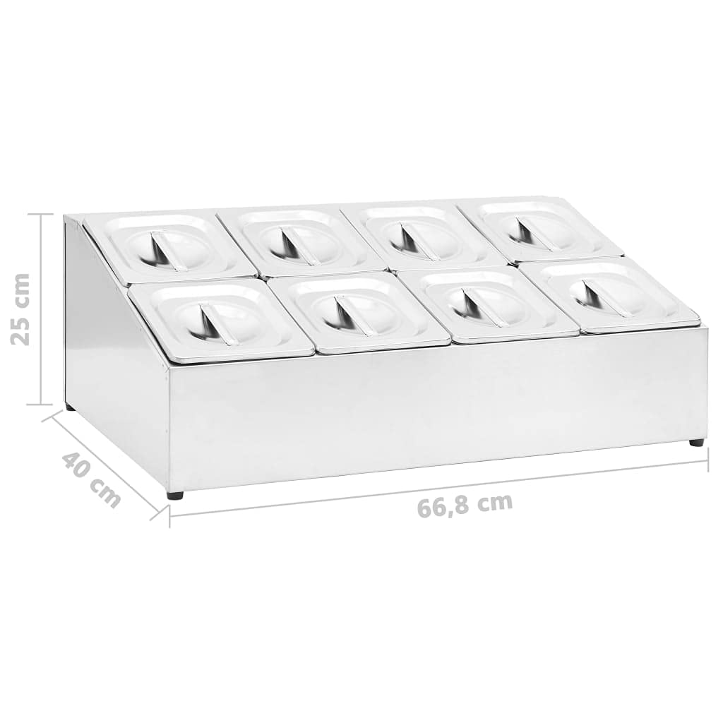 Home & Garden Item-Gastronorm - Contenedor con 8 sartenes GN 1/6 de acero inoxidable