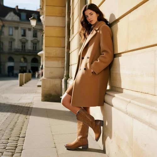 Rollda Cowgirl Boots Cowboy Boots for Women Square Toe Mid Calf Western Boots Ladies Fashion Boots with Chunky Heel3