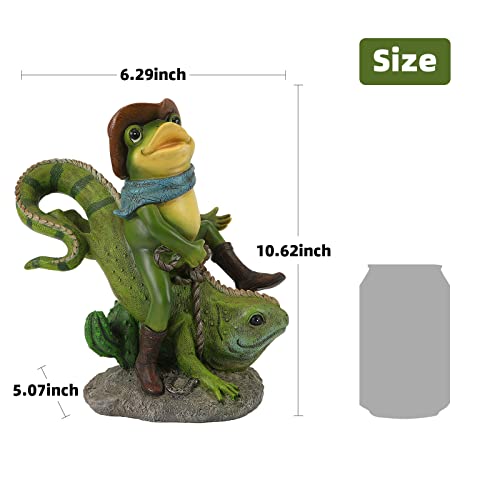 Osroene Frog Statues Garden Decor, Cowboy Frog Riding Green Lizard Figurine Outdoor Indoor Decoration Animal Statues For Garden Balcony Front Porch Patio Yard #TOP6