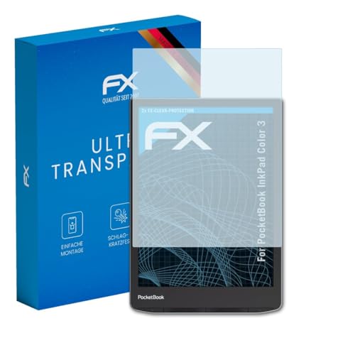 atFoliX Screen Protection Film compatible with PocketBook InkPad Color 3 Screen Protector, ultra-clear FX Protective Film (2X)