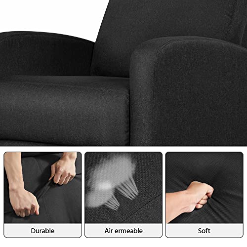 Yaheetech Fabric Recliner Chair Sofa Ergonomic Adjustable Single Sofa With Thicker Seat Cushion Modern Home Theater Seating For Living Room Matte Black #TOP4