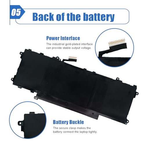 Image of 60Wh GT6TK Laptop Battery Replacement for Dell Latitude 9440 2-in-1 Latitude 9450 2-in-1 Series MWK05 K2CPY 0MWK05 0K2CPY 11.55V 5065mAh 3-Cell